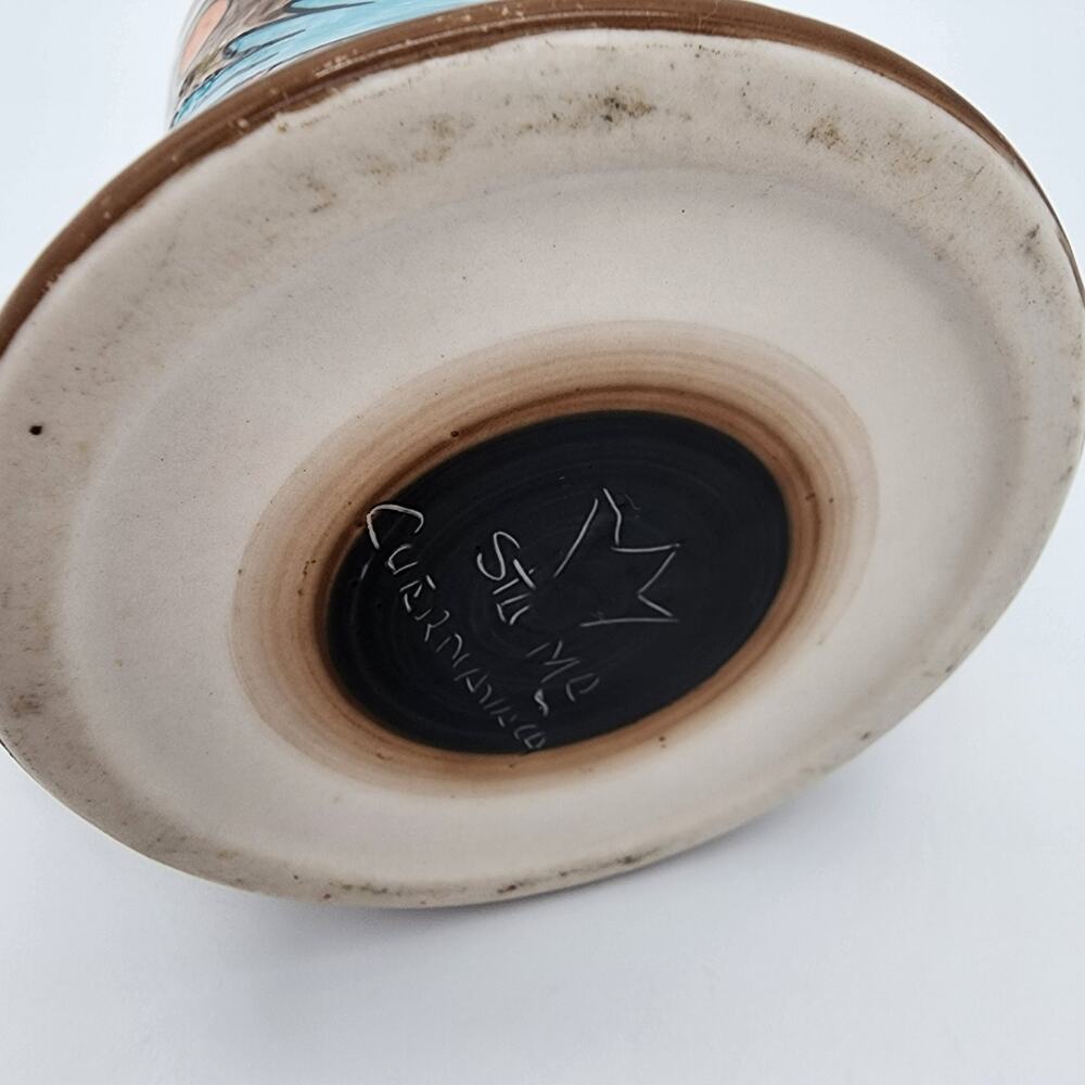 Vintage Bird Motif Coffee Mug Folk Art Hand Painted Colorful Cuernavaca Mexican - Picture 7 of 9